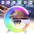Bluetooth 360° Surround Sound Speaker and Wireless Charger, Alarm with Snooze and Colourful Lights