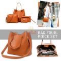 4-in-1 Handbag set, durable and made of PU Leather in Brown - START R1 ONLY