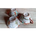 Three Old Bone China Hand Decorated Tea Cups