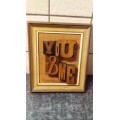Framed Vintage Block Letters `You and Me`. Quite Unique
