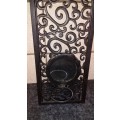Decorative Metal Wall Hanging with Small Mirror and holder for candle glass