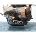 Small Very Old Wooden Display Ship - Has Wear
