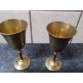 Two Medium Size Brass Goblets