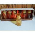 Wood Shelf with Six Amber Jars - Made in Italy