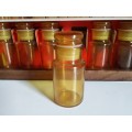 Wood Shelf with Six Amber Jars - Made in Italy