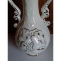 Vintage Ivory and Gold Glazed Ceramic Decorative Vase