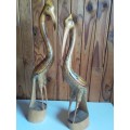 Set of Two Tall Impressive Wooden Birds