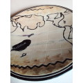 Stoneware Dish Showing Artistic Design ofWorld Map