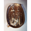 1940s French Brass Type Ashtray with Naughty Raised Images