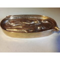 1940s French Brass Type Ashtray with Naughty Raised Images