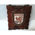 Vintage Dùsseldorf Coat of Arms on Solid Wood Plaque