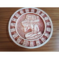 Small Circular Pottery Maya Calendar with Raised Detail