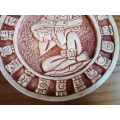 Small Circular Pottery Maya Calendar with Raised Detail