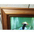 Wood Frame with Glass Oriental Field Workers Print