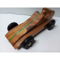 Solid Wood Racing Car Toy with Hard Plastic Wheels
