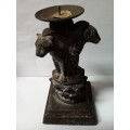 Heavy Stoneware Triple Cheetah Candle Stand