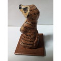 Signed Small Meerkat Sculpture on Tile