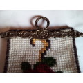 Long Wool Floral Tapestry with Decorative Brass Hanger