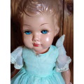 Old Vinyl Plastic Doll with Blue Eyes That Open and Close