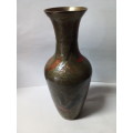Enamel Decorated Brass Vase