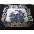 Stunning Vintage Blue Peacock Japanese Tray with Markings