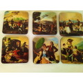 Six Cork Backing Victorian Style Coasters