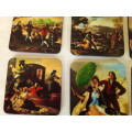 Six Cork Backing Victorian Style Coasters