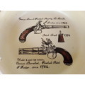 Vintage Ashtray with Imprint of Old Pistols
