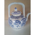 Small White & Blue Oriental Teapot with Markings