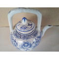 Small White & Blue Oriental Teapot with Markings
