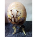 Big Five Theme on Ostrich Egg with Stand