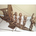 Long Carved Boat with Oarsmen - Collection Only
