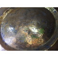 Large Brass Plated Plate with Dragon Motif