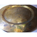 Large Brass Plated Plate with Dragon Motif