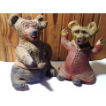 Unique Old Pair of Earthernware Teddy Bears