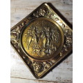 Brass Plate Horse and Hound Wall Hanging with Raised Detail