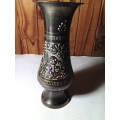Smaller Dark Brass Vase with Engravings