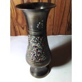 Smaller Dark Brass Vase with Engravings