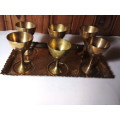 Small Brass Tray with Goblets