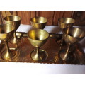 Small Brass Tray with Goblets