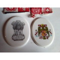 Two Vintage Mobil Coat of Arms Tokens