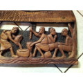 African 2D Wood Carving - Life in a Kraal