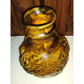 Vintage Potbelly Glazed Pottery Vase with Markings