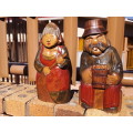 Pair of Solid Carved Wooden Figurines
