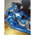 Ceramic Reclining Figurine on Chaise Lounger