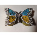 Solid Enamelled Metal Butterfly Shaped Trinket Holder with Stones (S29)