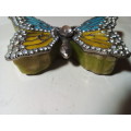 Solid Enamelled Metal Butterfly Shaped Trinket Holder with Stones (S29)