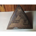 Engraved Metal Pyramid with Egyptian Images