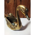 Solid Medium Size Brass Swan Shaped Vase