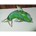 Solid Glass Dolphin with Inner Shades of Green
